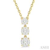 1/3 Ctw Round Cut Lovebright Diamond Layered Pendant With Chain in 14K Yellow Gold