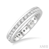 1 Ctw Channel Round Cut Diamond Eternity Wedding Band in 14K White Gold