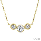 1/3 Ctw Past, Present & Future 3-Stone Bezel Set Round Cut Diamond Necklace in 14K Yellow Gold