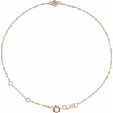 14K Rose Gold Natural White Sapphire Bezel-Set Solitaire 6 1/2-7 1/2" Bracelet