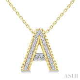 1/20 Ctw Bubble Accent Initial 'A' Round Cut Diamond Fashion Pendant With Chain in Yellow Gold Vermeil