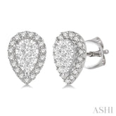 1/3 Ctw Pear Shape Lovebright Diamond Stud Earrings in 14K White Gold