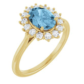 14K Yellow Gold Natural Sky Blue Topaz & 1/3 CTW Lab-Grown Diamond Ring