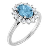 14K White Gold Natural Sky Blue Topaz & 1/3 CTW Lab-Grown Diamond Ring