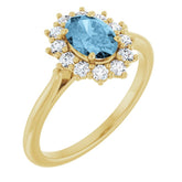 14K Yellow Gold Natural Sky Blue Topaz & 1/3 CTW Lab-Grown Diamond Ring
