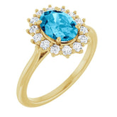 14K Yellow Gold Natural Aquqmarine & 1/3 CTW Lab-Grown Diamond Ring