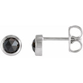 14K White Gold 1/2 CTW Rose-Cut Natural Black Diamond Bezel-Set Earrings