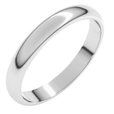 Platinum 3 mm Half Round Band Size 6
