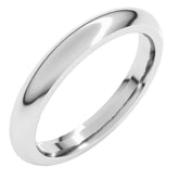 10K White Gold 3 mm Comfort-Fit Half Round Band Size 6.5