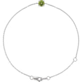14K White Gold Natural Peridot 6 1/2-7-1/2" Bracelet