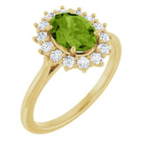 14K Yellow Gold Natural Peridot & 1/3 CTW Lab-Grown Diamond Ring
