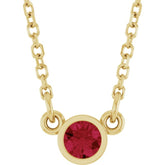 14K Yellow Gold Natural Ruby Solitaire 16" Necklace
