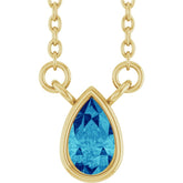 14K Yellow Gold Natural Blue Zircon 18" Necklace