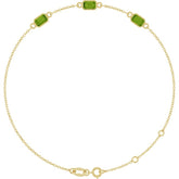 14K Yellow Gold Natural Peridot Bezel-Set 3-Stone 7 1/2" Bracelet