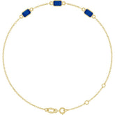 14K Yellow Gold Lab-Grown Blue Sapphire Bezel-Set 3-Stone 7 1/2" Bracelet