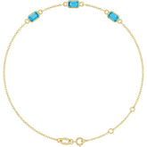14K Yellow Gold Natural Aquamarine Bezel-Set 3-Stone 7 1/2" Bracelet