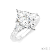 1/2 Ctw Marquise Shape Trillion and Round Cut Diamond Semi-Mount Engagement Ring in 14K White Gold