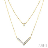 1/2 Ctw Chevron Baguette and Princess Cut Diamond Layered Necklace in 14K Yellow Gold
