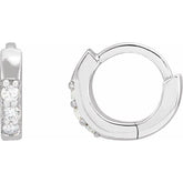 14K White Gold .03 CTW Lab-Grown Diamond Hinged 8 mm Hoop Earrings