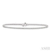 1 Ctw Square Shape Round Cut Diamond Tennis Bracelet in 18K White Gold