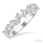 1 1/10 Ctw Mixed Shape Diamond Fashion Band in 14K White Gold