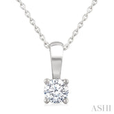 1/3 Ctw Prong Set Round Cut Diamond Solitaire Pendant With Chain in 14K White Gold