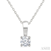 1/4 Ctw Prong Set Round Cut Diamond Solitaire Pendant With Chain in 14K White Gold