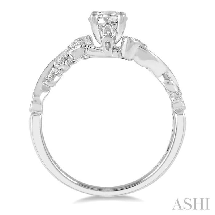 1/2 Ctw Diamond Engagement Ring with 1/3 Ct Round Cut Center Stone in 14K White Gold