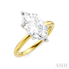 1/10 Ctw Marquise Shape Round Cut Diamond Semi-Mount Engagement Ring in 14K Yellow and White Gold