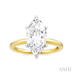 1/10 Ctw Marquise Shape Round Cut Diamond Semi-Mount Engagement Ring in 14K Yellow and White Gold