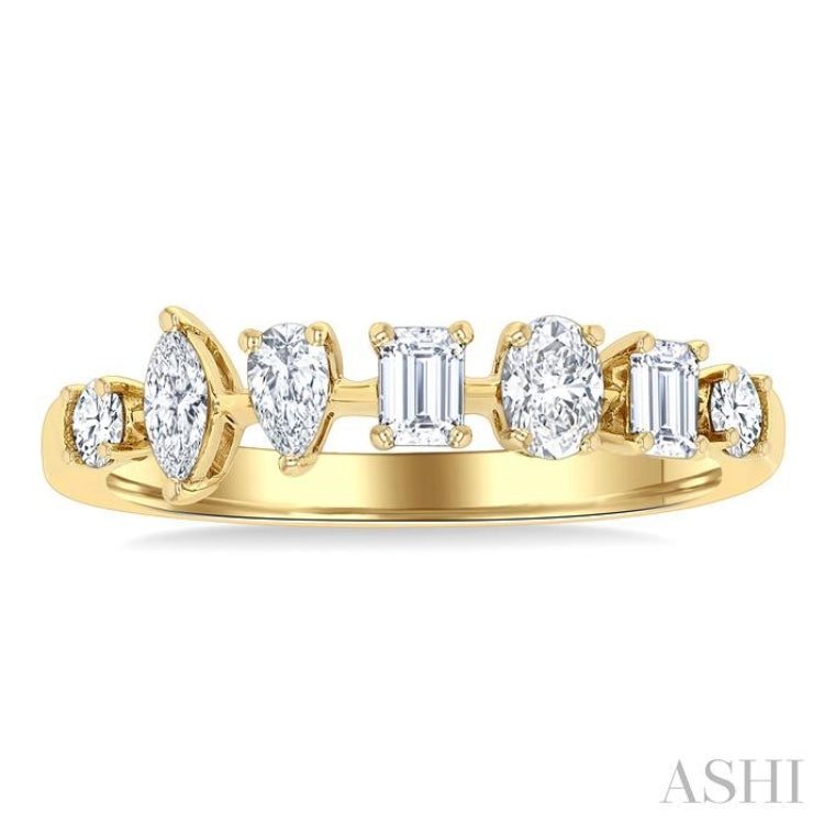 5/8 Ctw Mixed Cut Diamond Fashion Band in 14K Yellow Gold