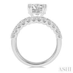 1 3/4 Ctw Triple Row Round Cut Diamond Semi-Mount Engagement Ring in 14K White Gold