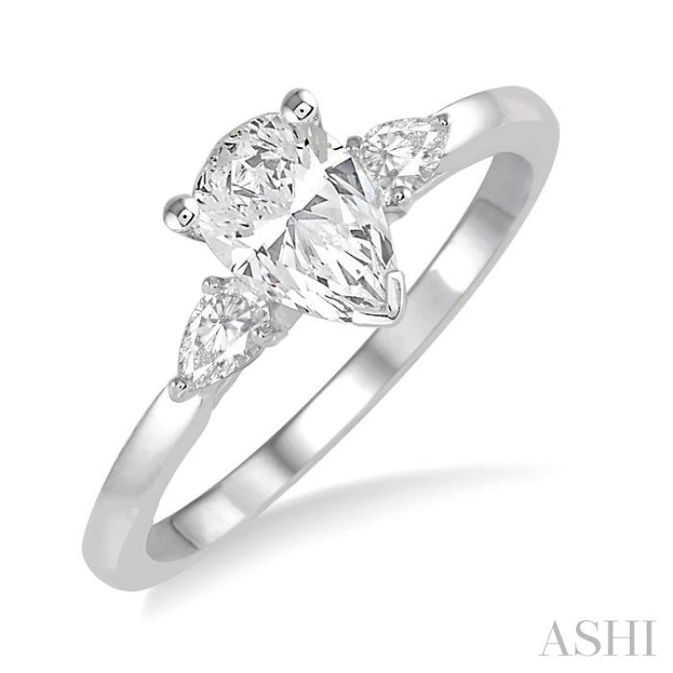 1/5 Ctw Pear Cut Diamond Semi-Mount Engagement Ring in 14K White Gold