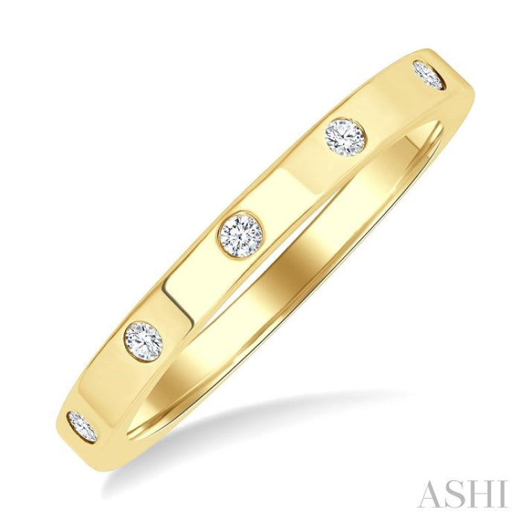 1/10 Ctw Flush Bezel Set Diamond Fashion Band in 10K Yellow Gold