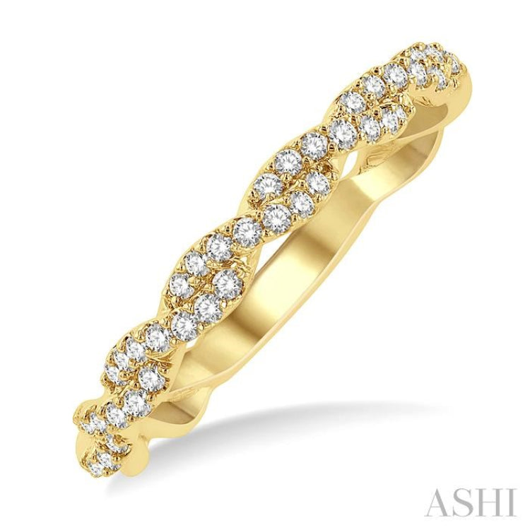 1/4 Ctw Entwined Round Cut Diamond Stackable Twist Band in 14K Yellow Gold