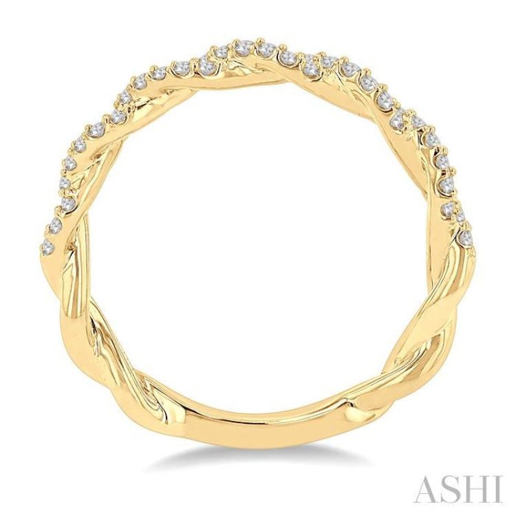 1/4 Ctw Entwined Round Cut Diamond Stackable Twist Band in 14K Yellow Gold