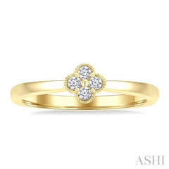 1/6 Ctw Clover Round Cut Diamond Fashion Ring in 14K Yellow Gold