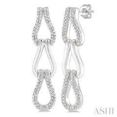 1/10 Ctw Round Cut Diamond Bold Knot Link Fashion Earrings in Sterling Silver