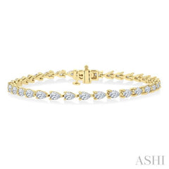 4 Ctw East West Pear Cut Diamond Fashion Tennis Bracelet in 14K Yellow Gold
