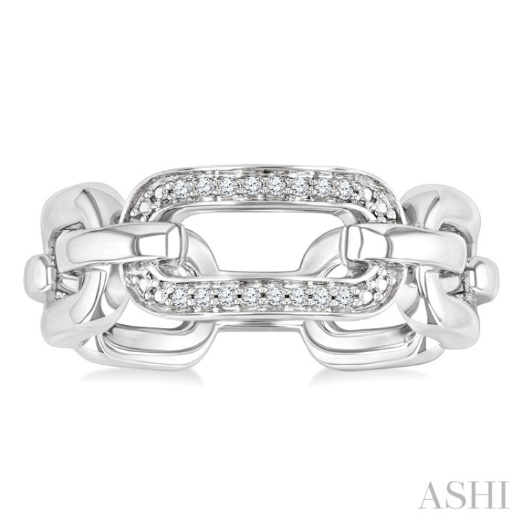 1/20 Ctw Bold Round Cut Diamond Paperclip Ring in Sterling Silver