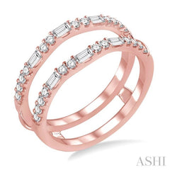 1/2 Ctw Baguette and Round Cut Diamond Insert Ring in 14K Rose Gold