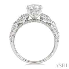 1/3 Ctw Loose Plaited Shank Round Cut Diamond Semi-Mount Engagement Ring in 14K White Gold