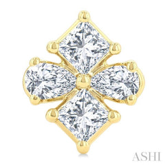 1/3 Ctw Princess and Pear Cut Diamond Fashion Earrings in 14K Yellow Gold