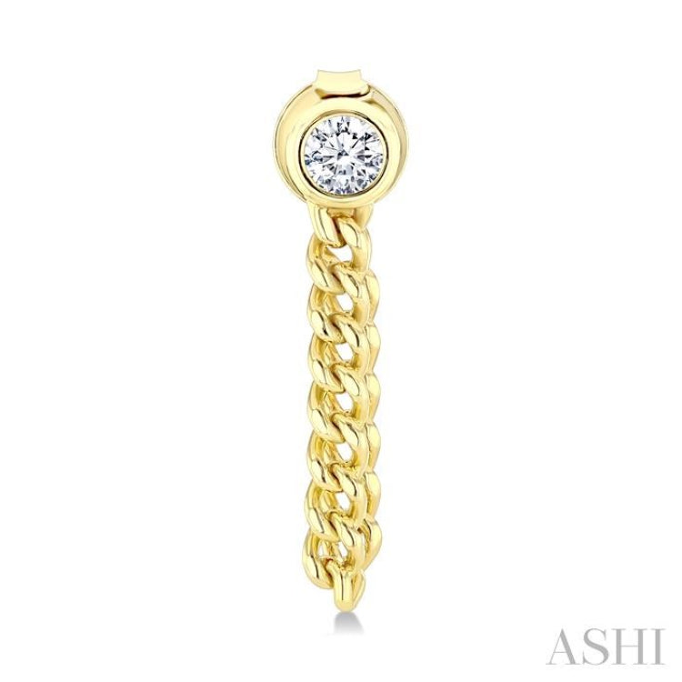 1/3 Ctw Bezel Set Round Cut Diamond Curb Link Fashion Earrings in 14K Yellow Gold