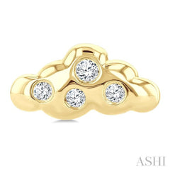 1/20 Ctw Round Cut Diamond Cloud Petite Fashion Earrings in 10K Yellow Gold