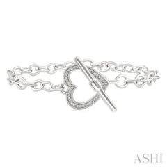 1/10 Ctw Heart Toggle Round Cut Diamond Fashion Bracelet in Sterling Silver