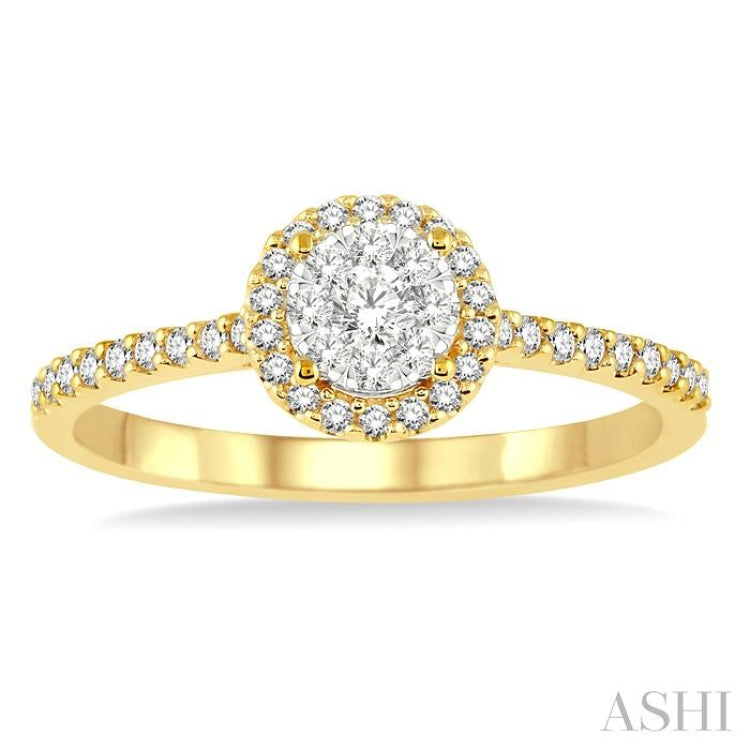 1/3 Ctw Round Shape Diamond Lovebright Ring in 14K Yellow and White Gold