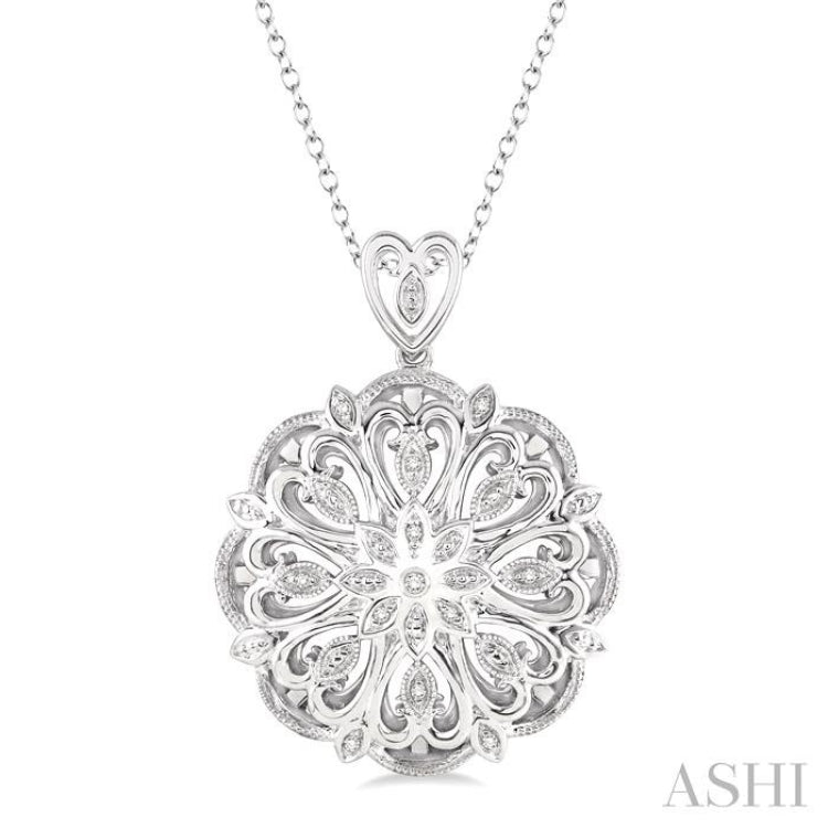 1/20 Ctw Snowflake Round Cut Diamond Fashion Pendant with Chain in Sterling Silver