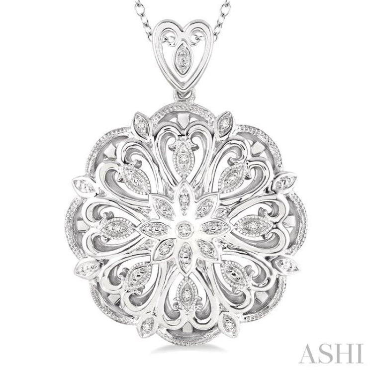 1/20 Ctw Snowflake Round Cut Diamond Fashion Pendant with Chain in Sterling Silver