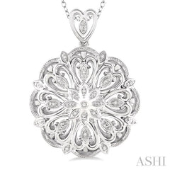 1/20 Ctw Snowflake Round Cut Diamond Fashion Pendant with Chain in Sterling Silver
